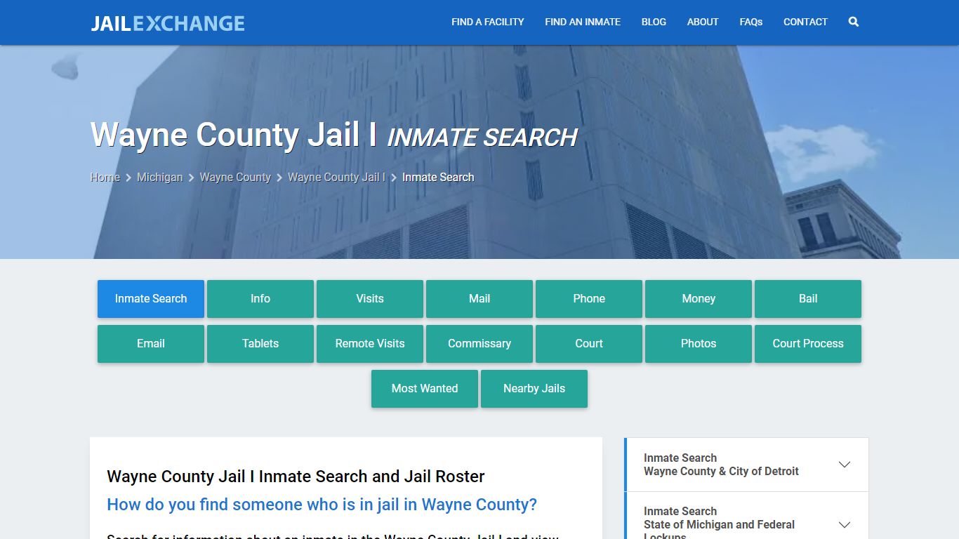 Inmate Search: Roster & Mugshots - Wayne County Jail I, MI